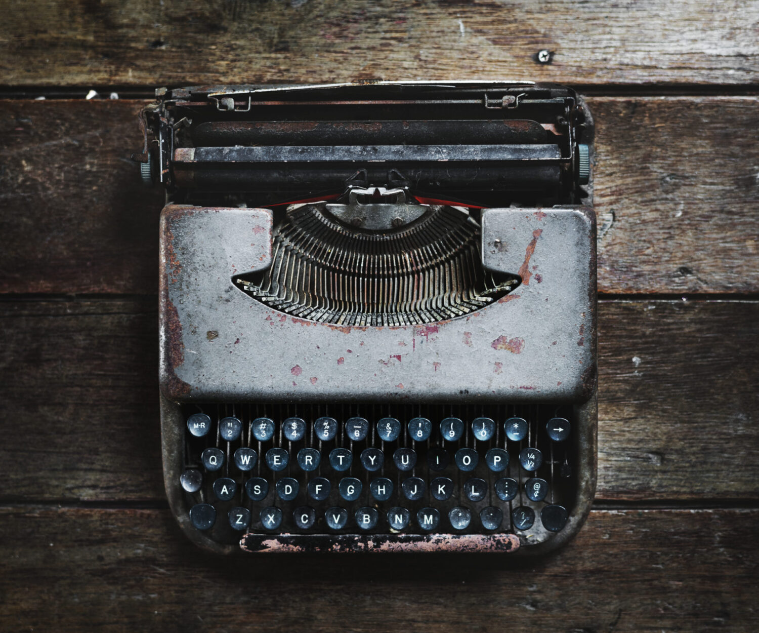 Aerial view of vintage typewriter