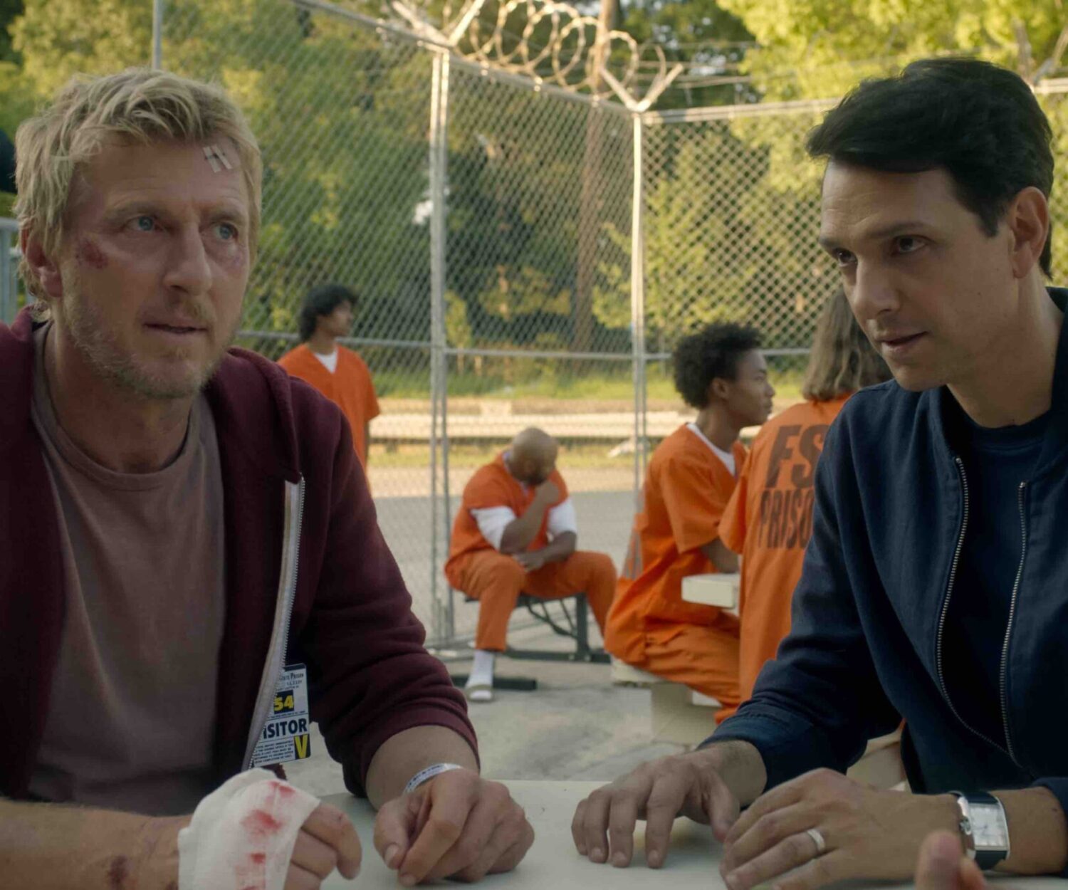 COBRA KAI (L to R) WILLIAM ZABKA as JOHNNY LAWRENCE and RALPH MACCHIO as DANIEL LARUSSO in episode 302 of COBRA KAI Cr. COURTESY OF NETFLIX © 2020