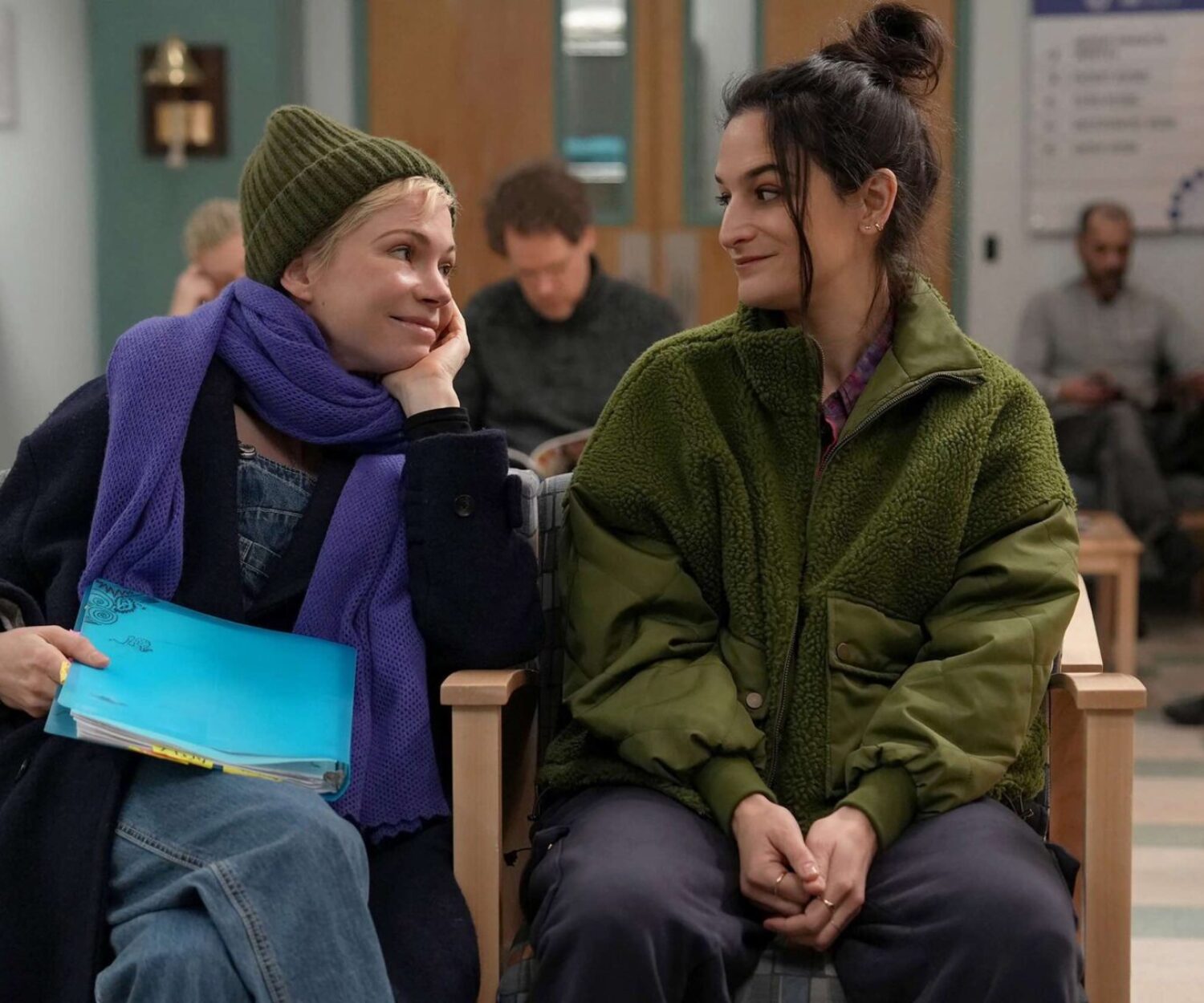 FX's Dying for Sex -- "Masturbation is Important" -- Episode 2 (Airs Friday, April 4 on Hulu ) --  Pictured: (l-r) Michelle Williams as Molly, Jenny Slate as Nikki.. CR: Sarah Shatz/FX