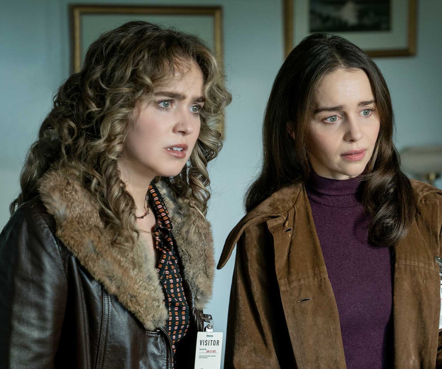 PONIES -- Pictured: (l-r) Haley Lu Richardson as Twila, Emilia Clarke as Bea -- (Photo by: Katalin Vermes/PEACOCK)